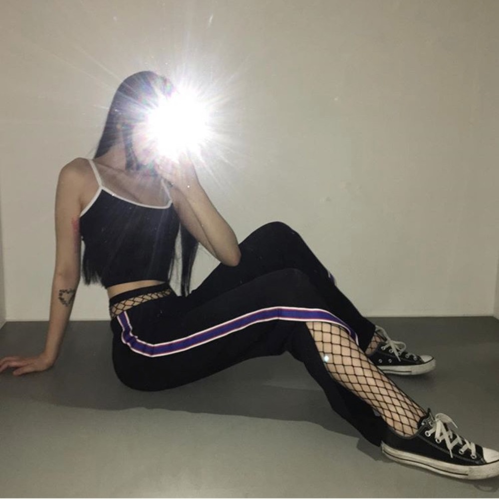 mixxmix track slit pants